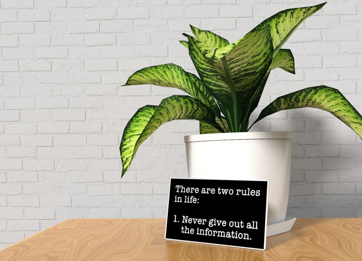 Never Give Out All The Information | Funny sign For Home or Office