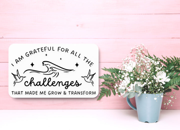 I Am Grateful For All The Challenges | Funny Sign for Home or Office