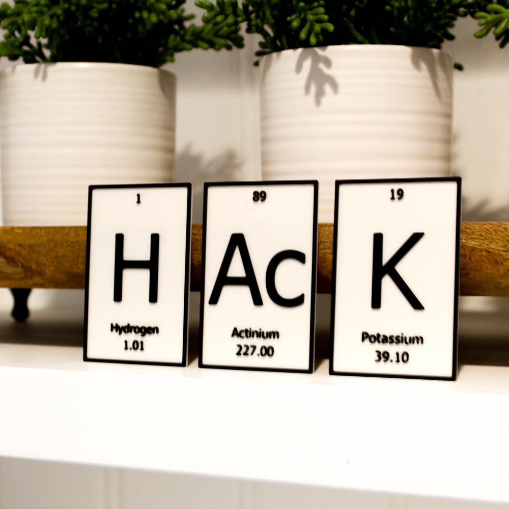 
  
  HAcK | Periodic Table of Elements Wall, Desk or Shelf Sign
  
