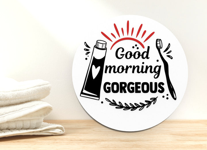 Good Morning Bathroom Sign – Funny Humor Wall Decor for Home and Office