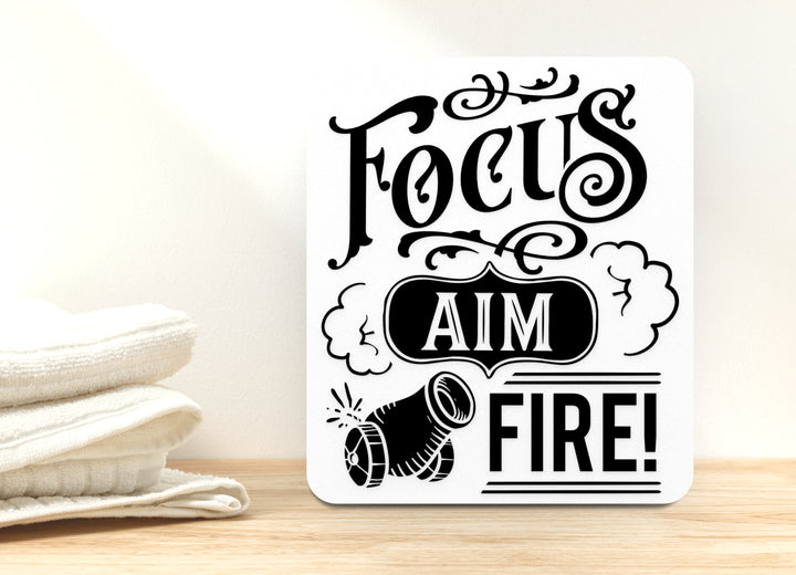 Focus and Fire Bathroom Sign – Funny Humor Wall Decor for Home and Office