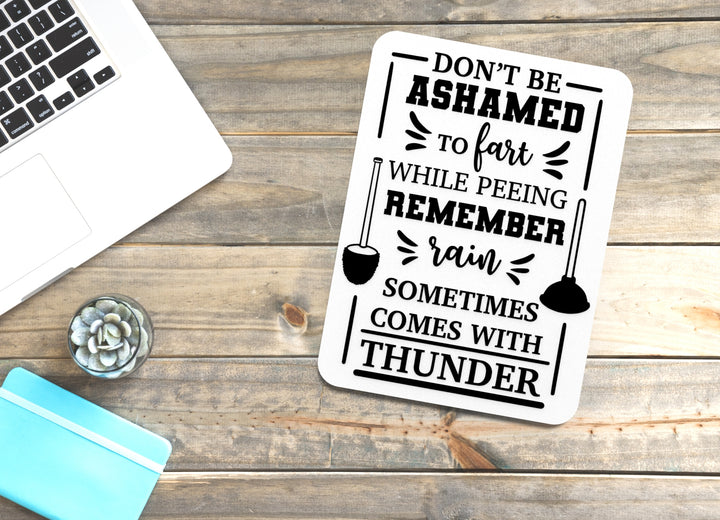 Rain and Thunder Bathroom Sign – Funny Humor Wall Decor for Home and Office