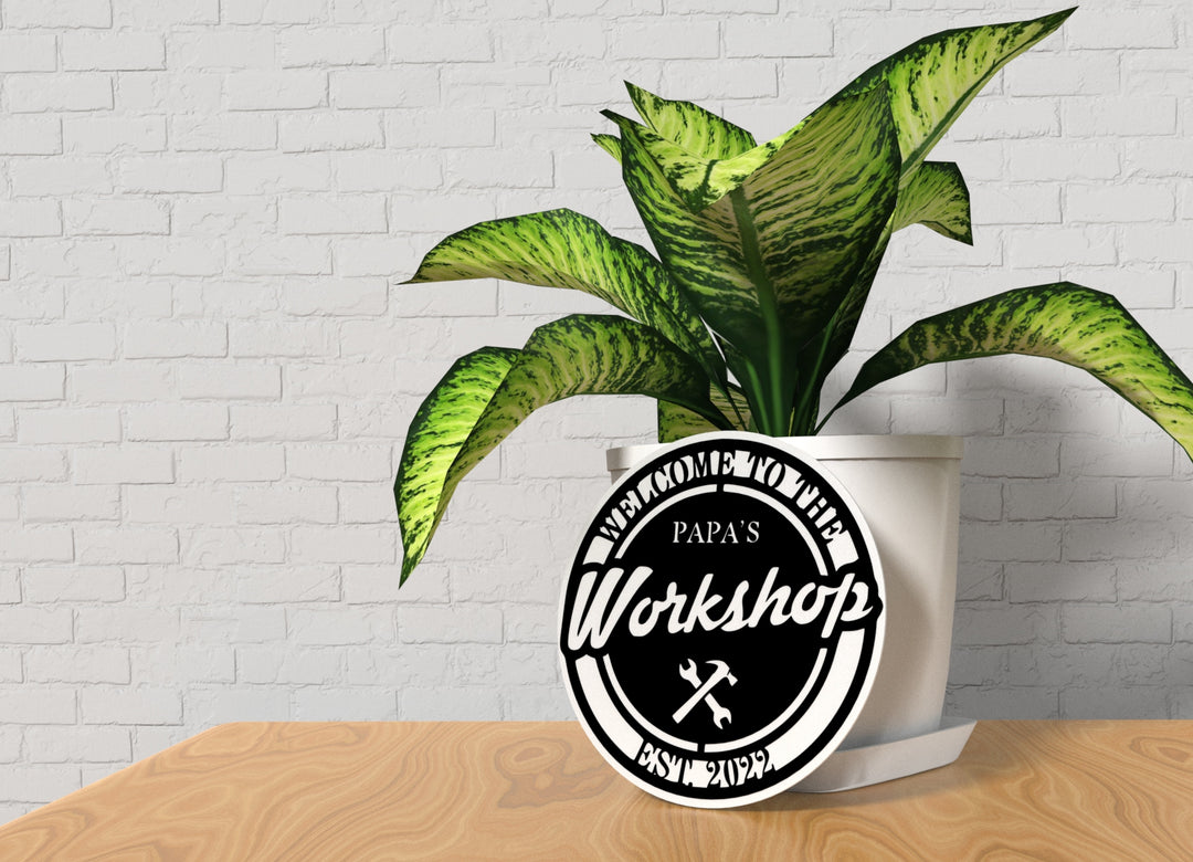 Welcome To The Papa's Workshop EST 2022 | Funny sign For Home or Office