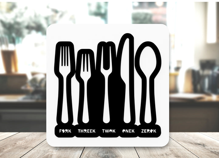 Bold 3D Printed Fork Sign Wall Art – Durable PLA Sign For Restaurants, or Home