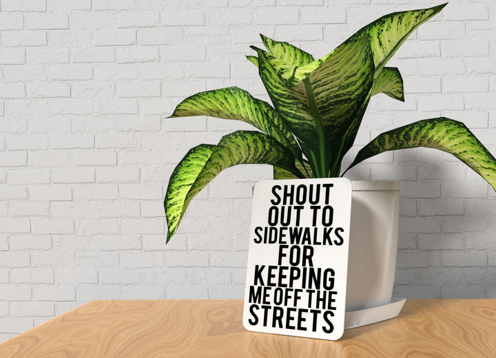 Shout Out To Sidewalks For Keeping Me Off The Streets | Funny Sign Home & Office