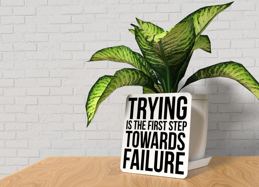 Trying Is The First Step Towards Failure | Funny Sign for Home or Office