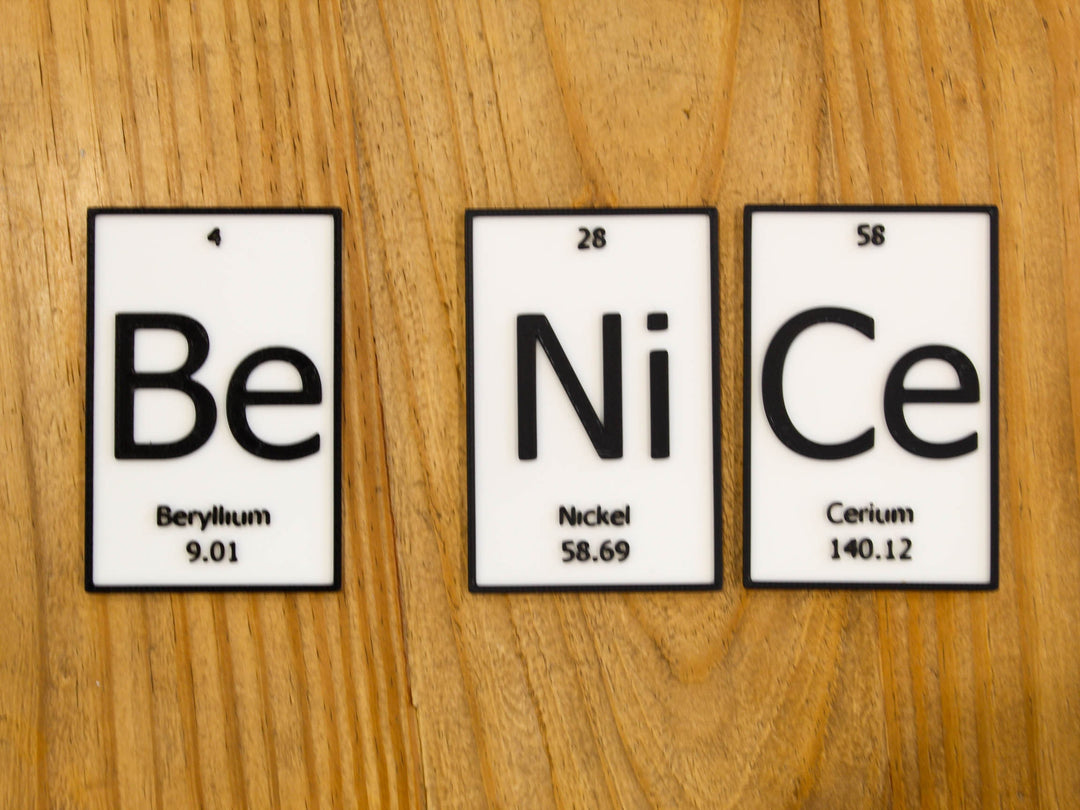 
  
  BeNiCe | Periodic Table of Elements Wall, Desk or Shelf Sign
  
