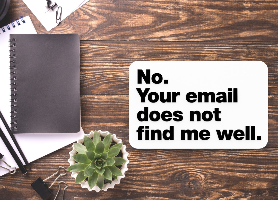 No Your Email Does Not Find Me Well | Funny Sign for Home or Office