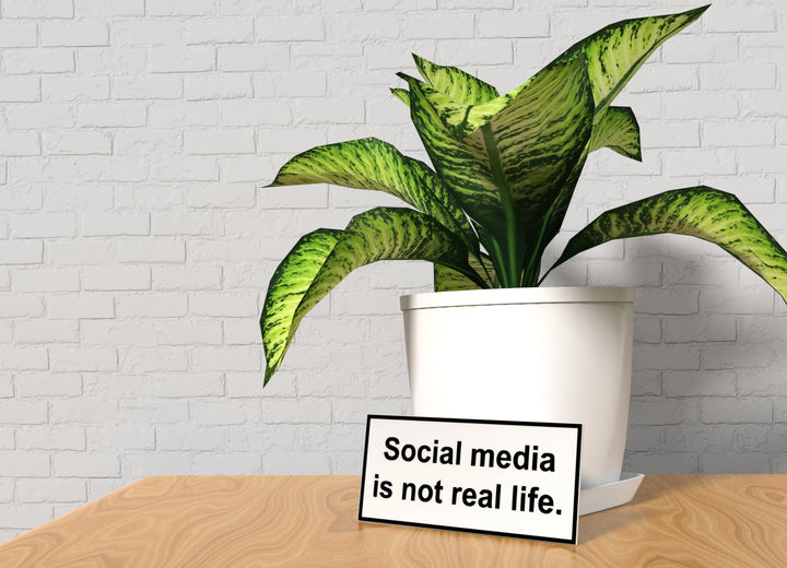 Social Media Is Not Real Life | Funny Sign for Home or Office