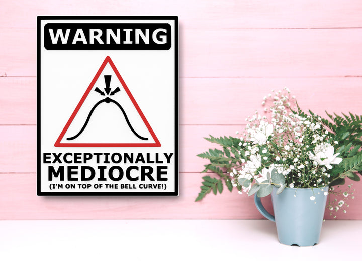 Warning Exceptional Mediocre I'm On Top Of The Bell Curve | Funny Sign for Home