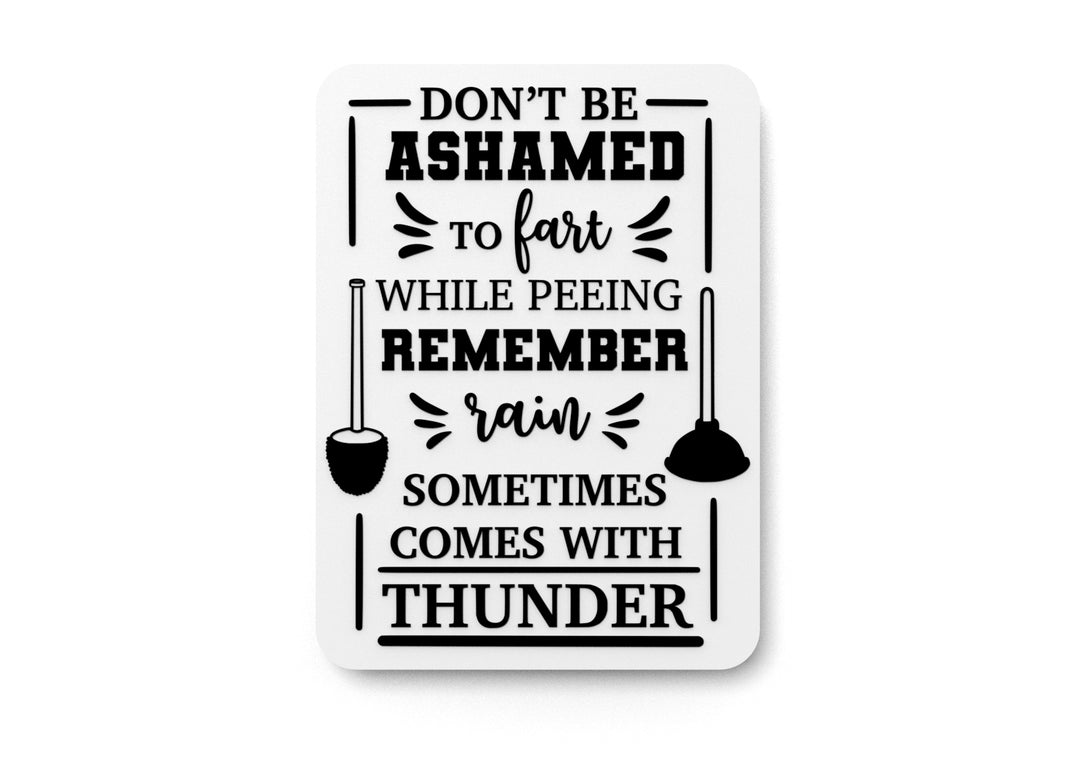 
  
  Rain and Thunder Bathroom Sign – Funny Humor Wall Decor for Home and Office
  
