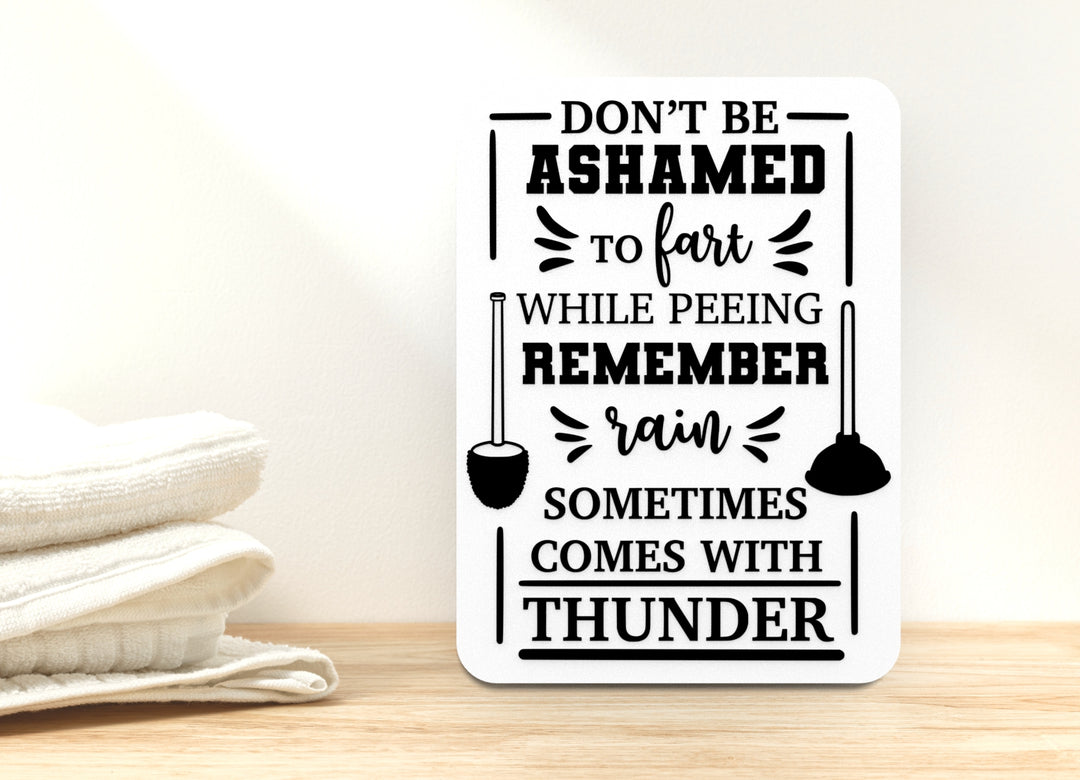 Rain and Thunder Bathroom Sign – Funny Humor Wall Decor for Home and Office