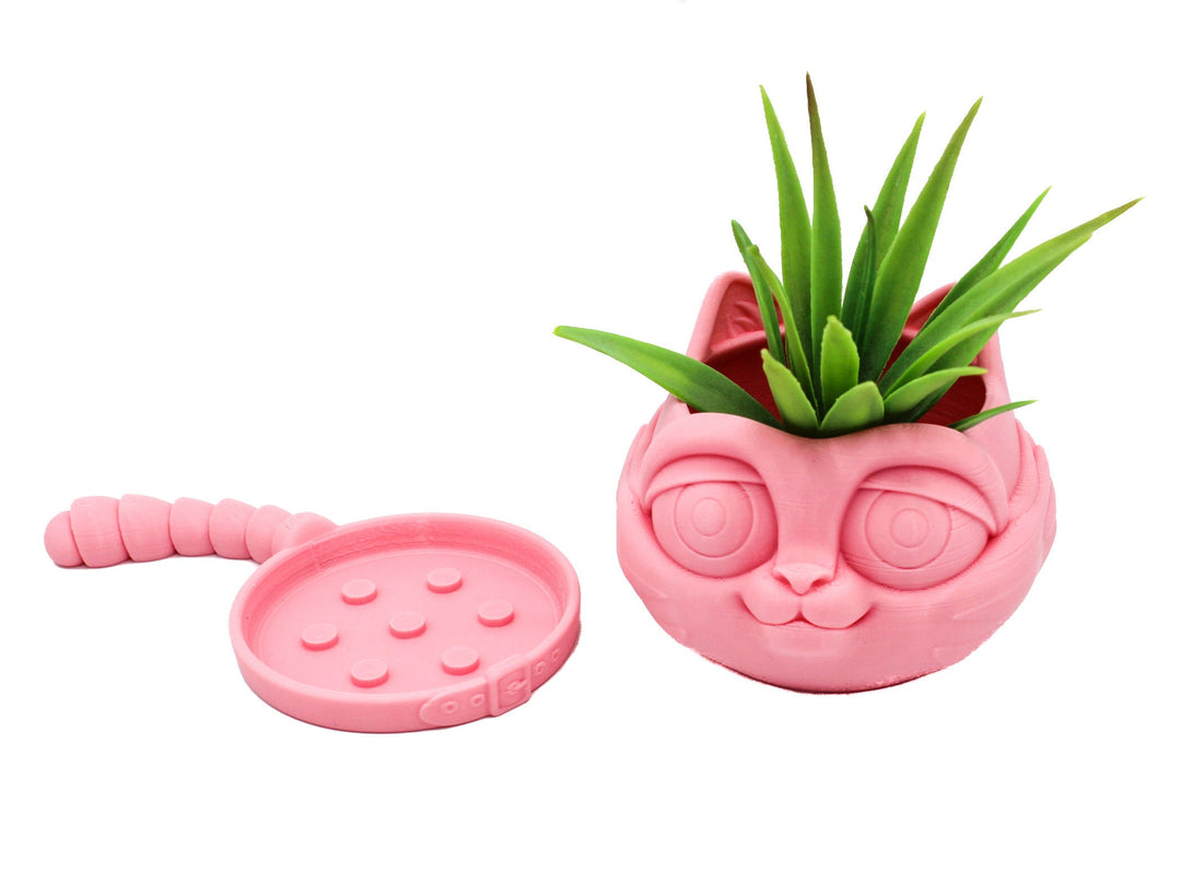 Whimsical Cat Planter Pot for Indoor Plants and Succulents | 2 Parts