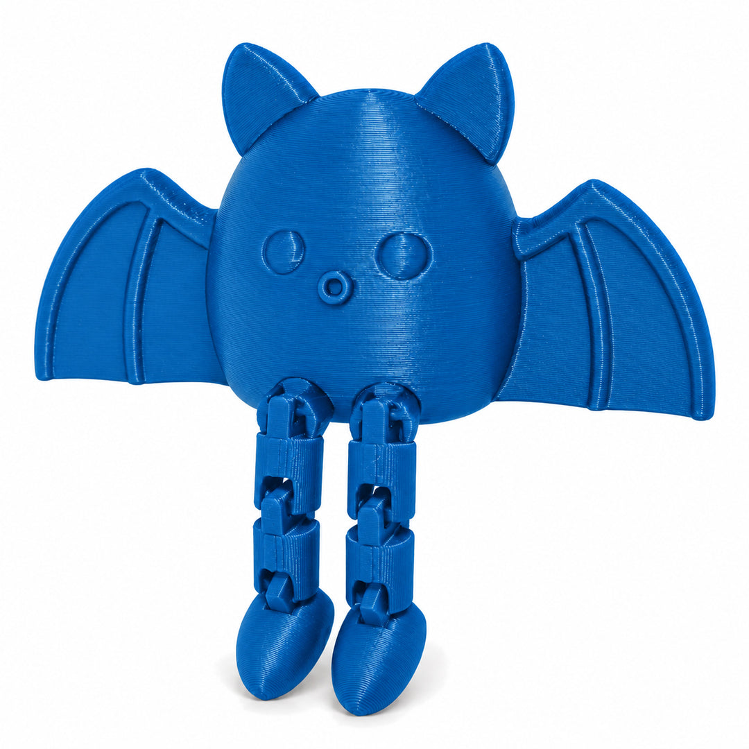 Blue color illustration of the articulated bat shelf sitter; digital color mockup