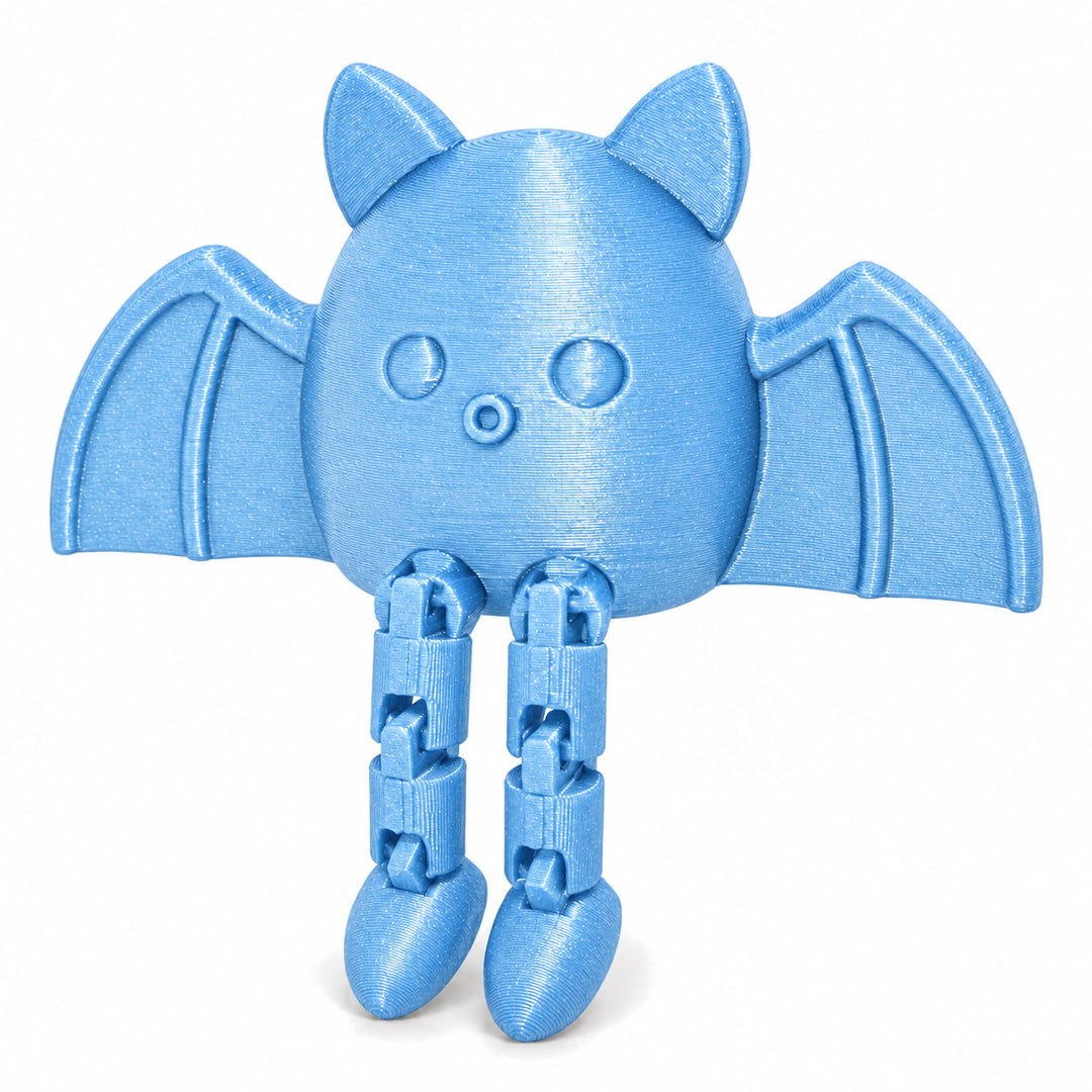 Blue Sparkle color illustration of the articulated bat shelf sitter; digital color mockup
