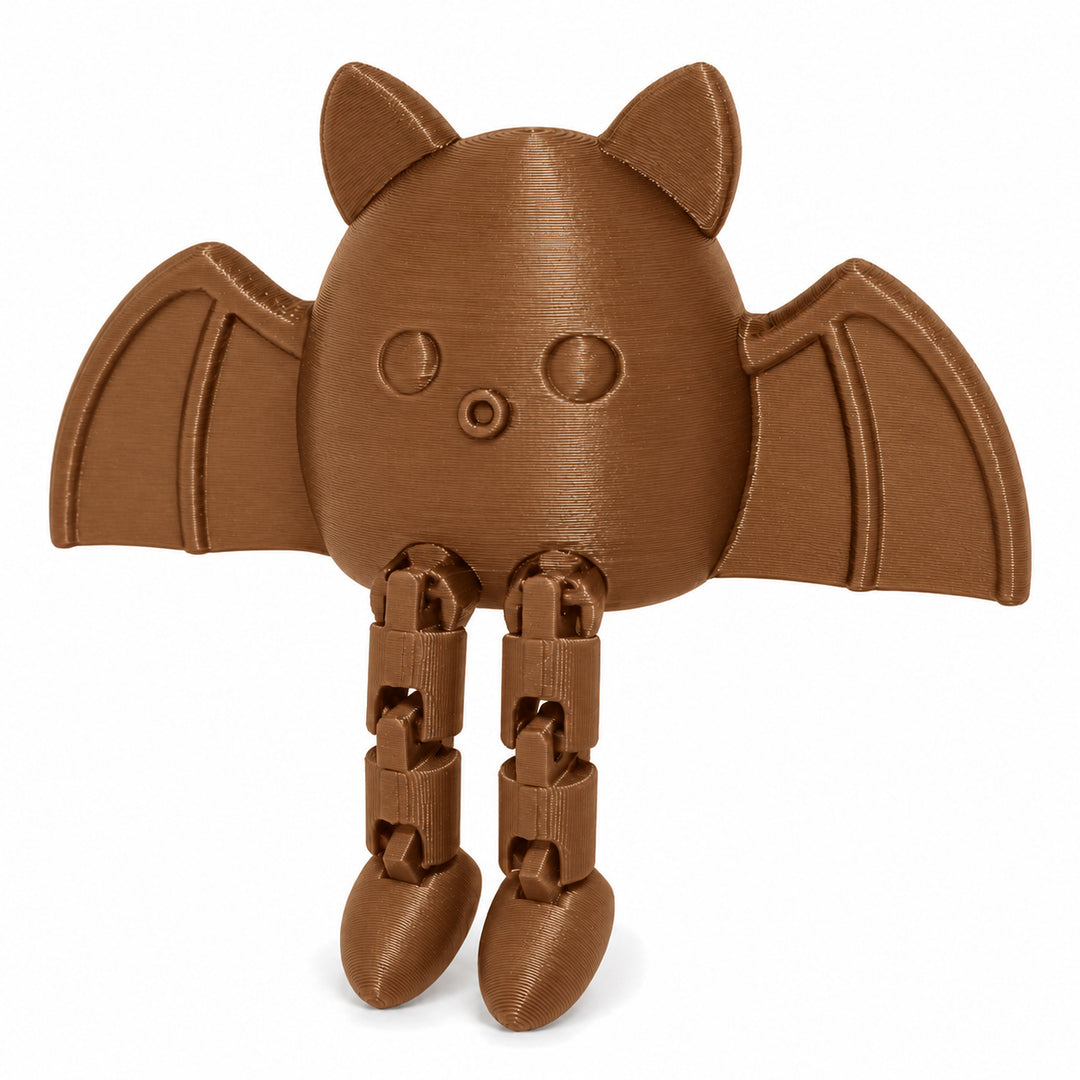 Brown color illustration of the articulated bat shelf sitter; digital color mockup