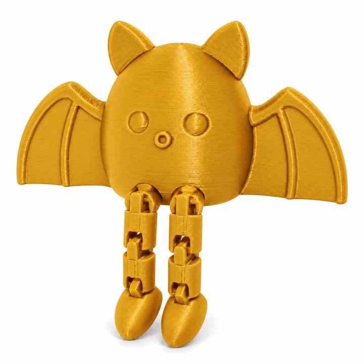 Gold color illustration of the articulated bat shelf sitter; digital color mockup