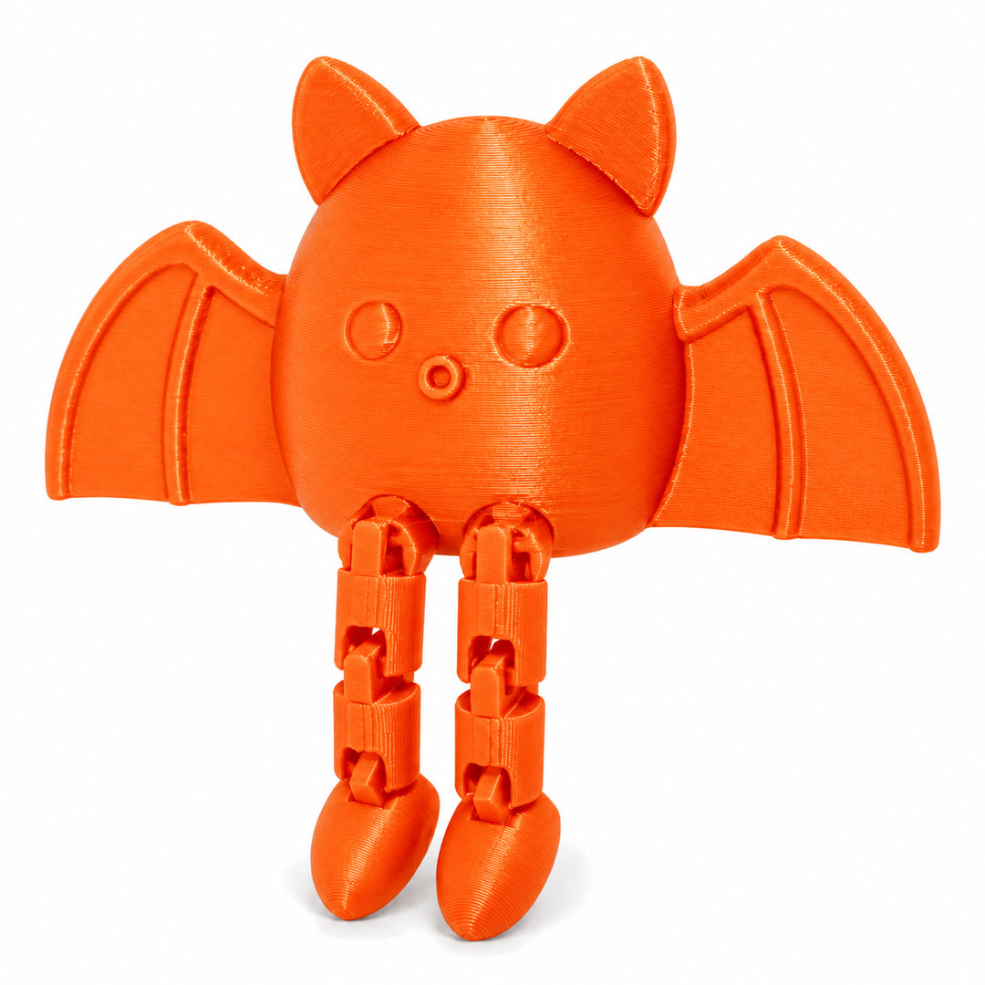 Heat Orange to Yellow color illustration of the articulated bat shelf sitter; digital color mockup