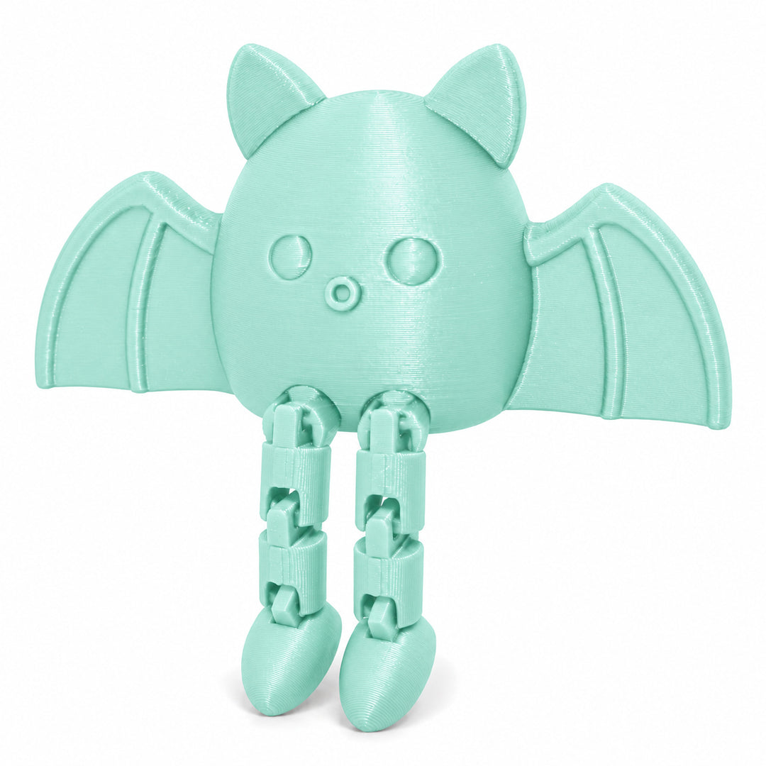 Mint color illustration of the articulated bat shelf sitter; digital color mockup