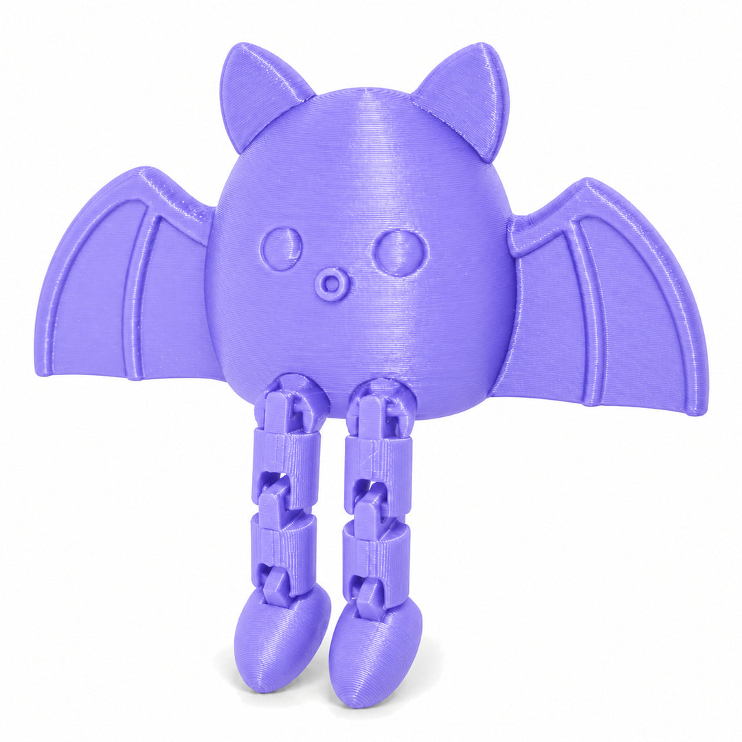 Purple color illustration of the articulated bat shelf sitter; digital color mockup