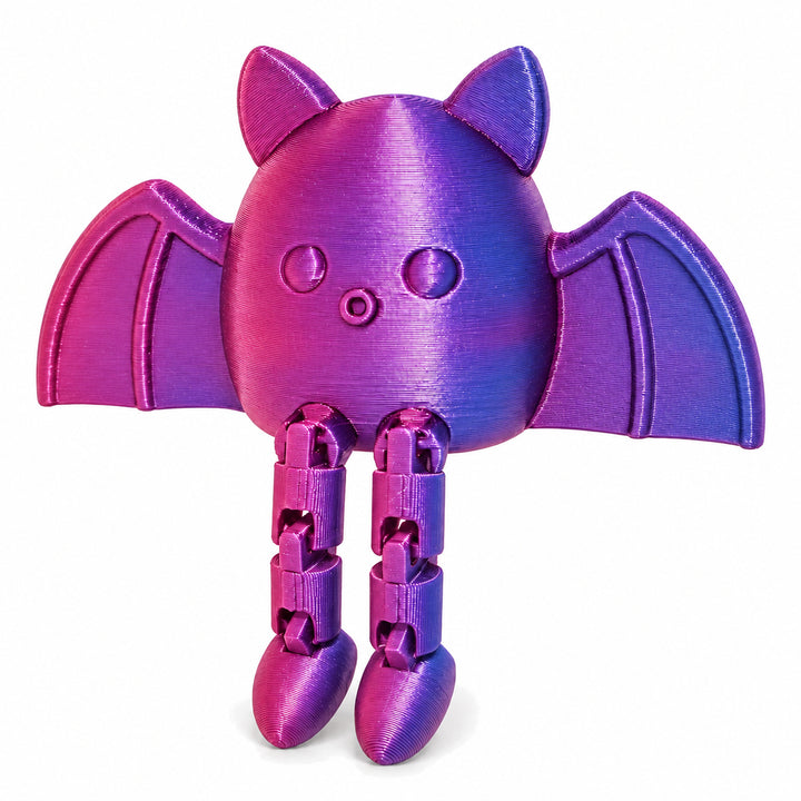 Raspberry color illustration of the articulated bat shelf sitter; digital color mockup