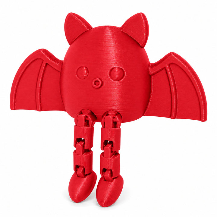 Red color illustration of the articulated bat shelf sitter; digital color mockup