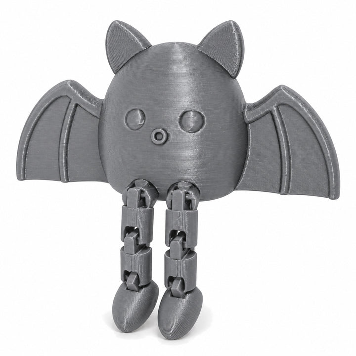 Silver color illustration of the articulated bat shelf sitter; digital color mockup