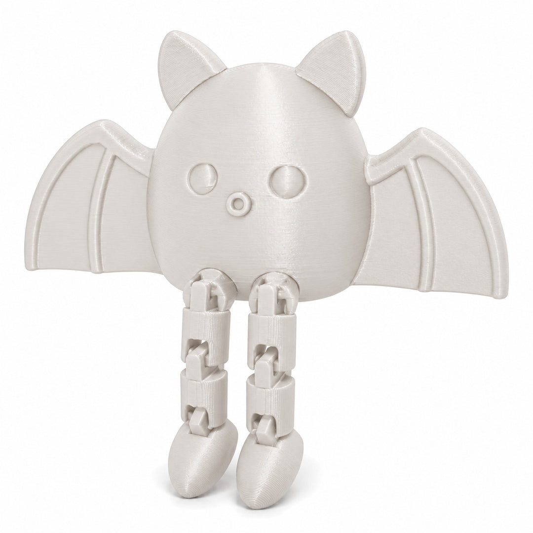 White color illustration of the articulated bat shelf sitter; digital color mockup