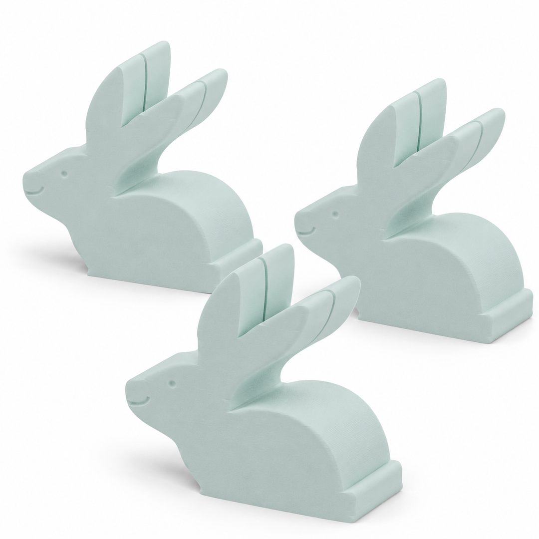 Complete three-pack of bunny place card and photo holders