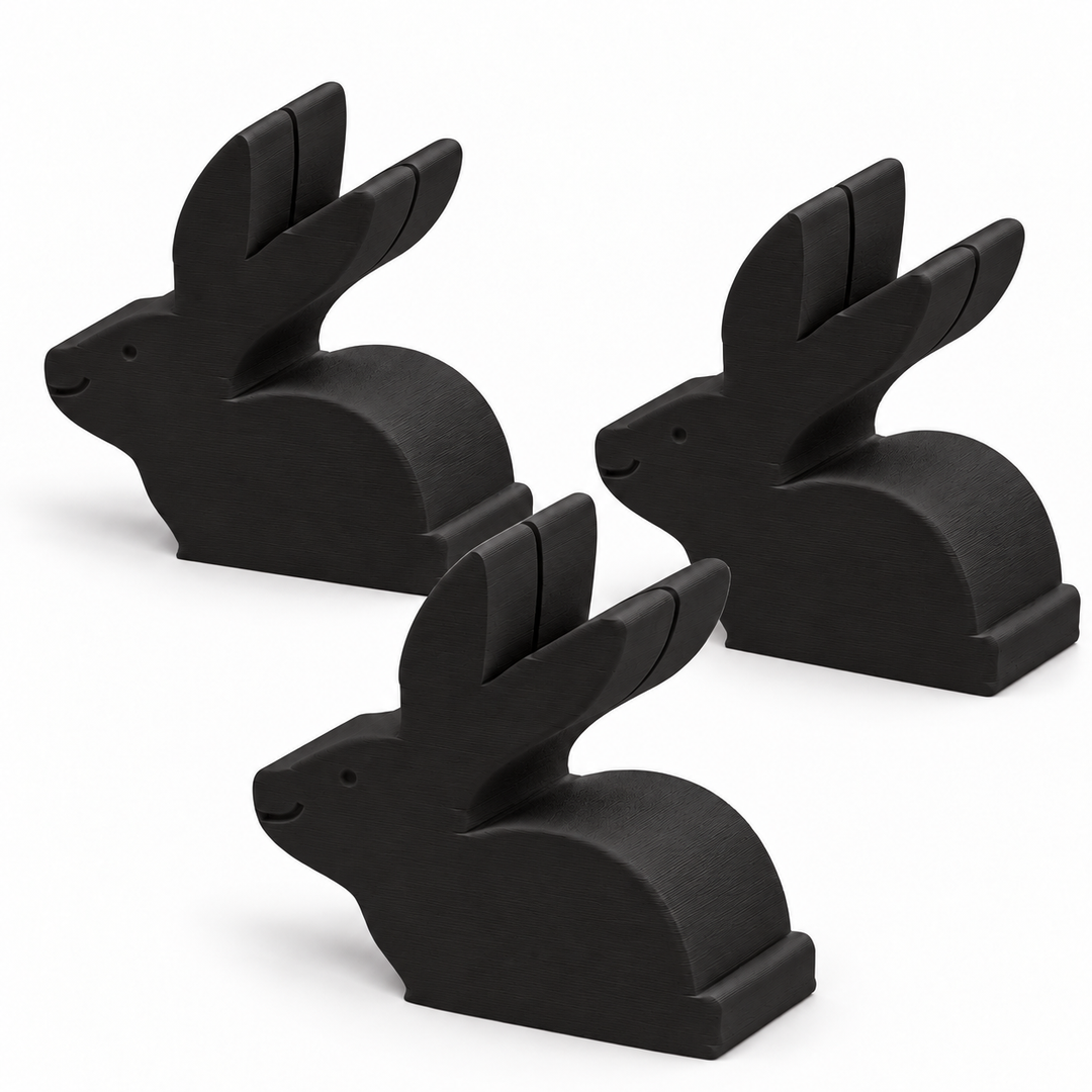 Black bunny place card holders, set of three