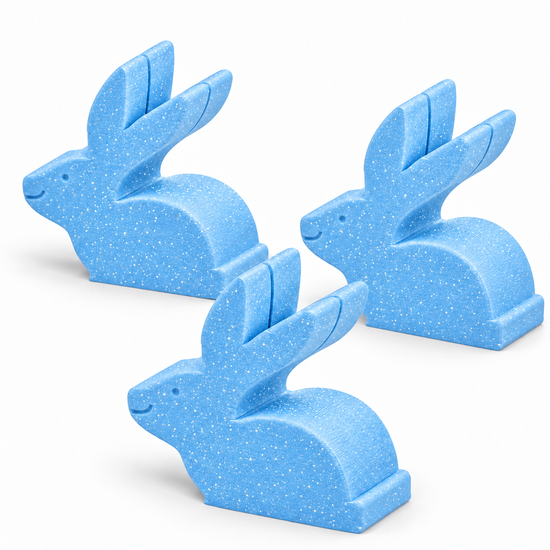 Blue Sparkle bunny place card holders, set of three