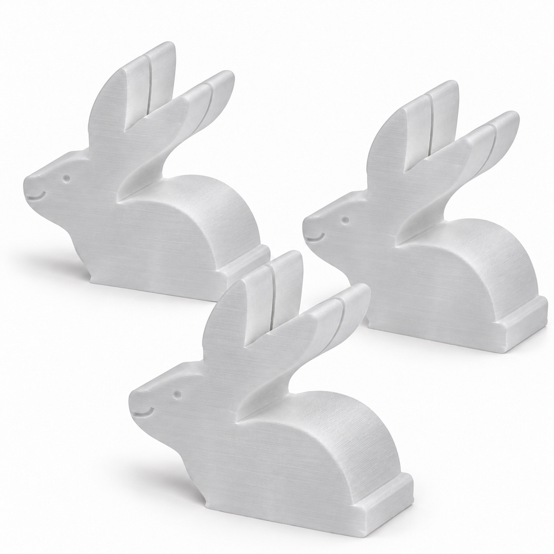 Clear bunny place card holders, set of three