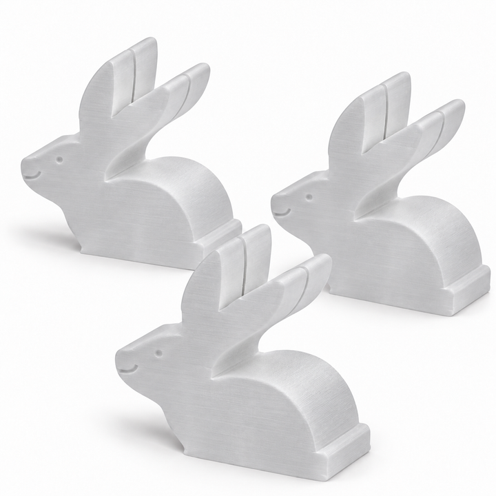 Clear bunny place card holders, set of three