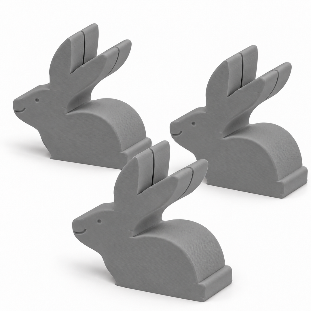 Gray bunny place card holders, set of three