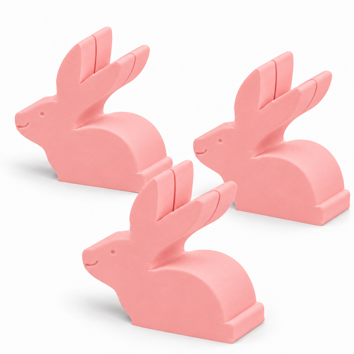 Pink bunny place card holders, set of three