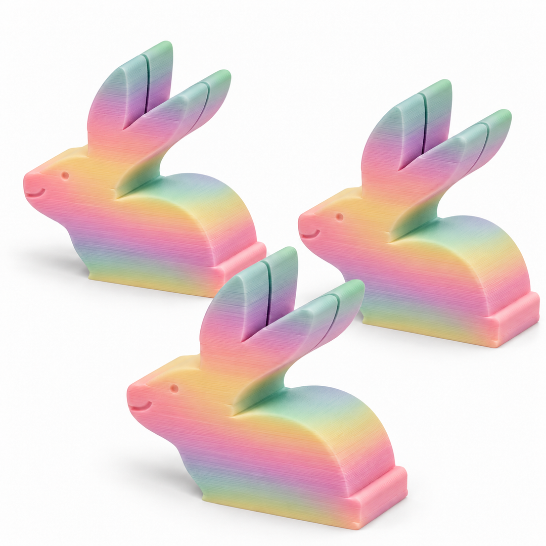 Rainbow bunny place card holders, set of three