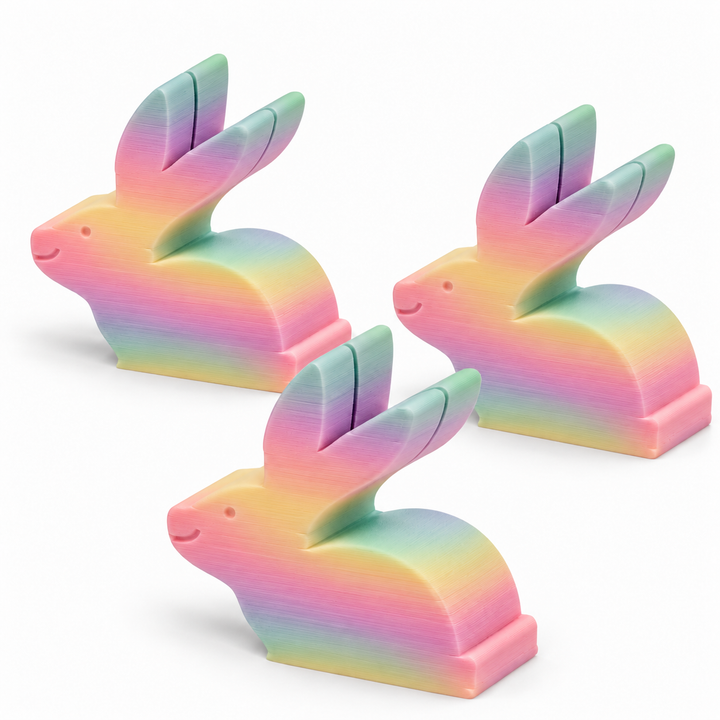 Rainbow bunny place card holders, set of three