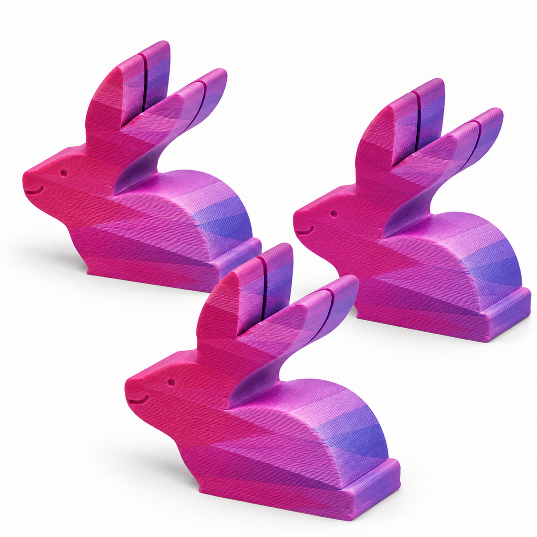 Raspberry bunny place card holders, set of three