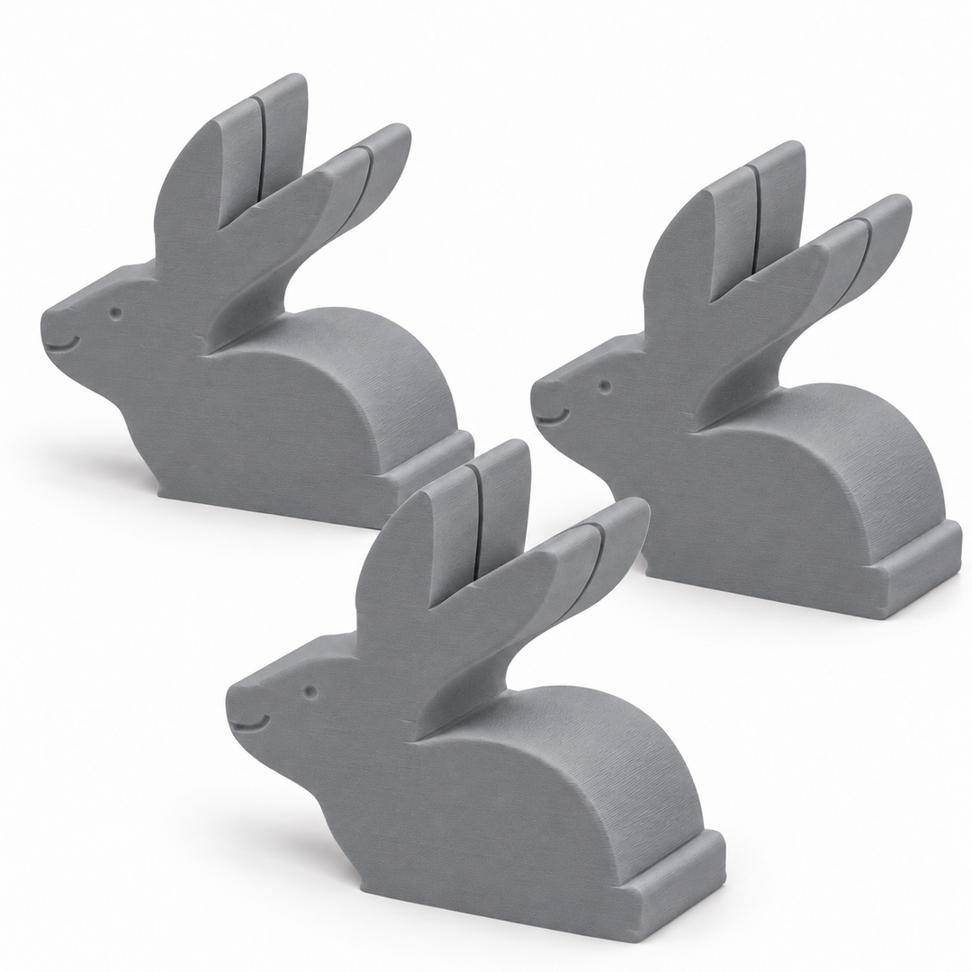 Silver bunny place card holders, set of three