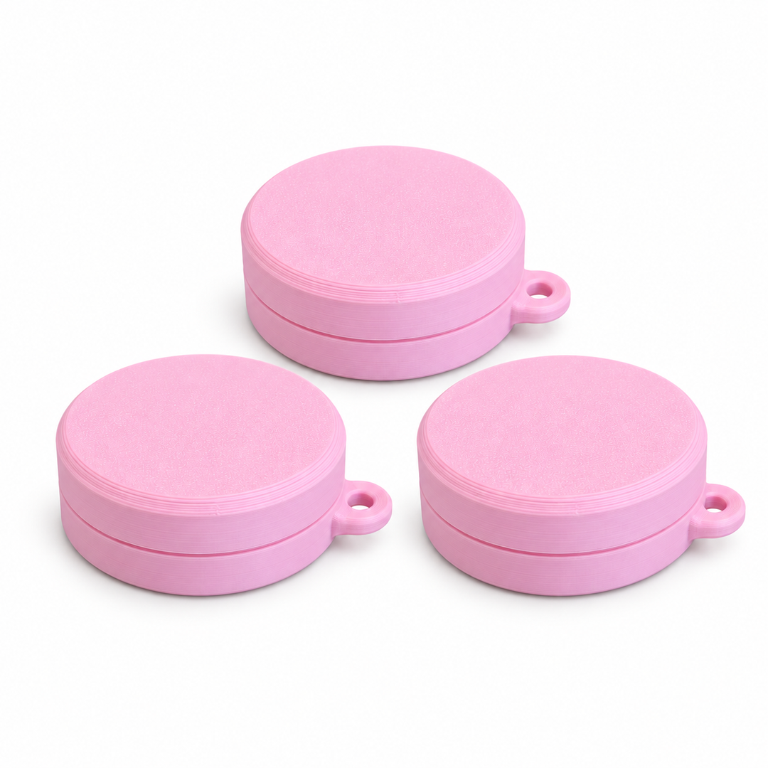 Three pink ring holder keychain cases, pack of 3