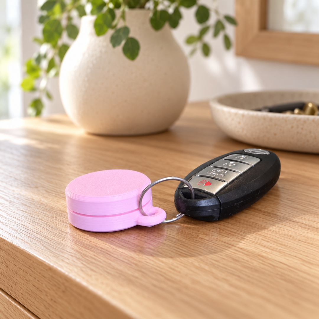 Ring holder keychain case detail and use view