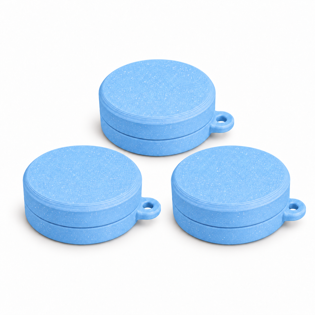 Pack of three ring holder keychain cases in Blue Sparkle