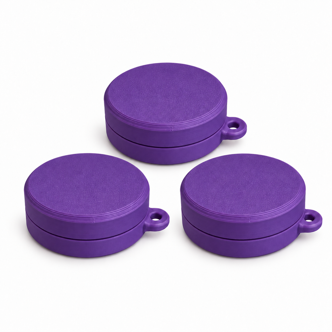 Pack of three ring holder keychain cases in Heat Purple to Pink