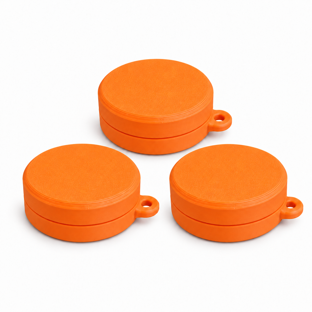 Pack of three ring holder keychain cases in Orange
