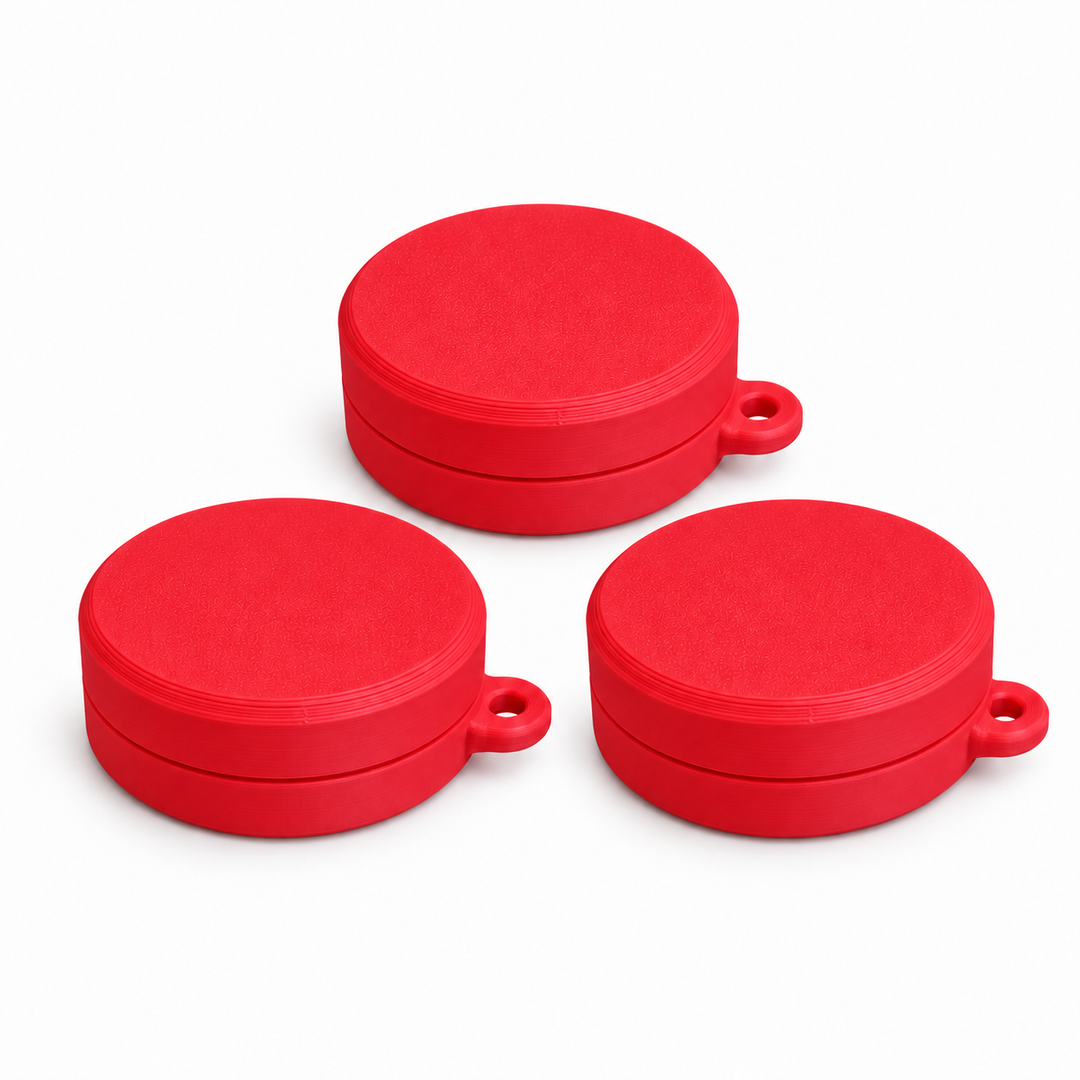 Pack of three ring holder keychain cases in Red