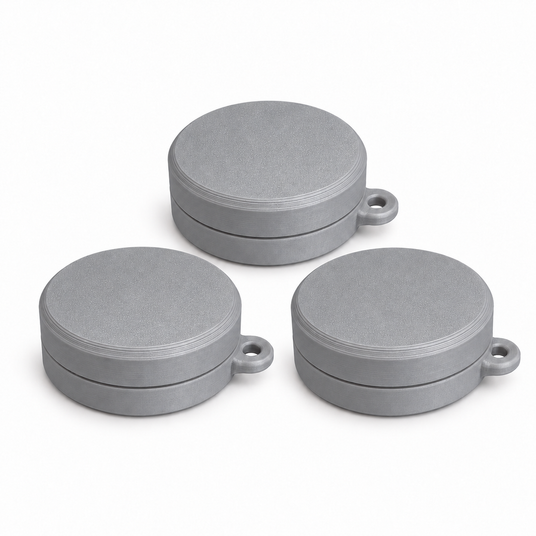 Pack of three ring holder keychain cases in Silver