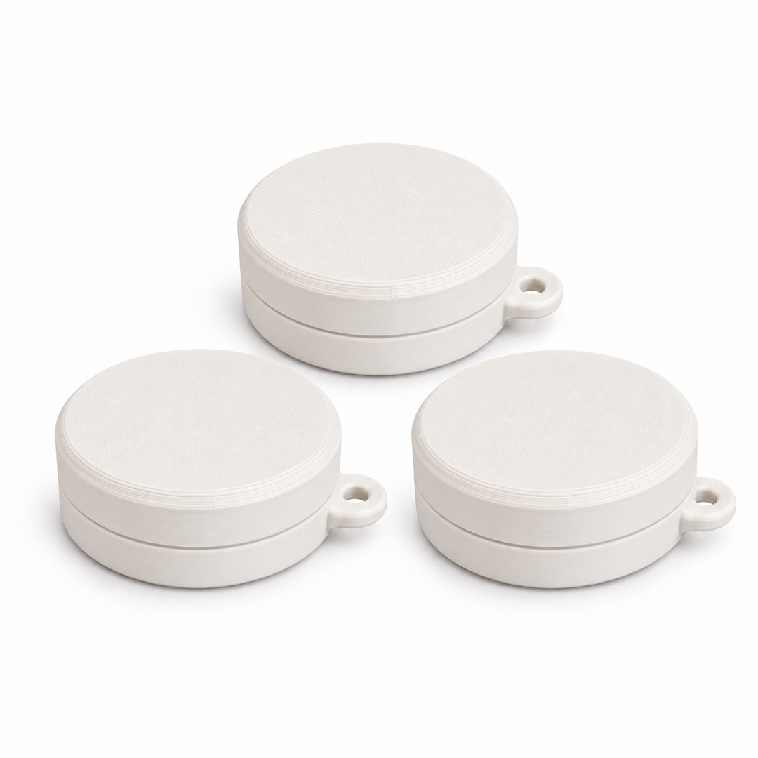 Pack of three ring holder keychain cases in White