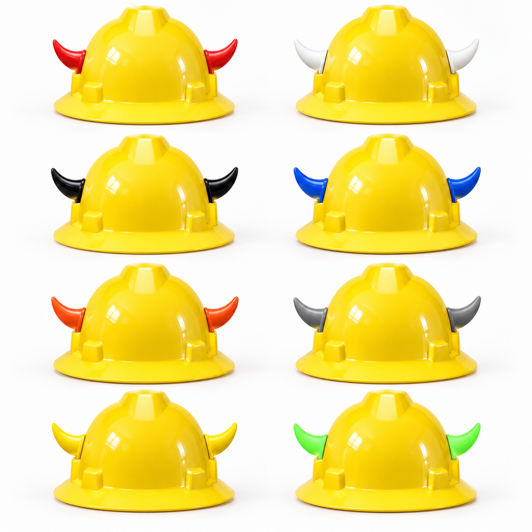 Eight color examples for decorative helmet horns; helmet not included