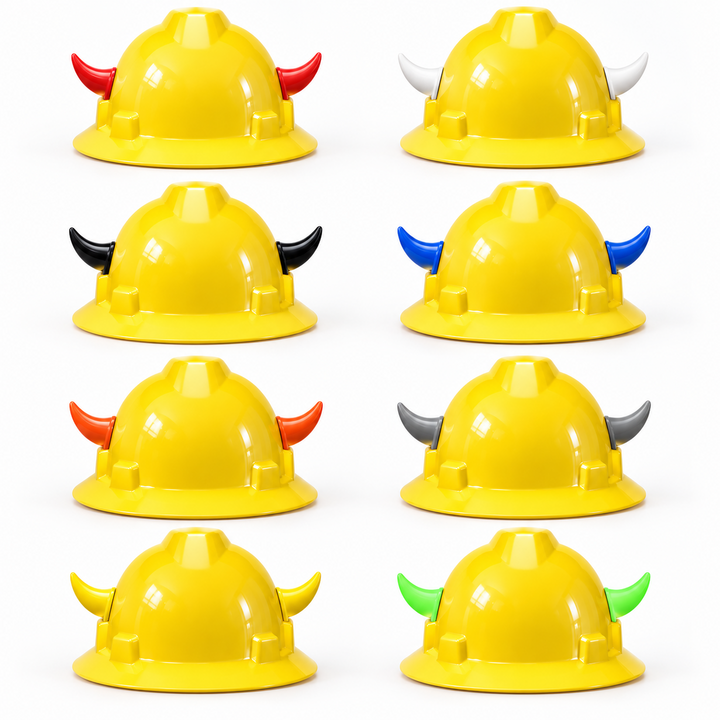 Eight color examples for decorative helmet horns; helmet not included