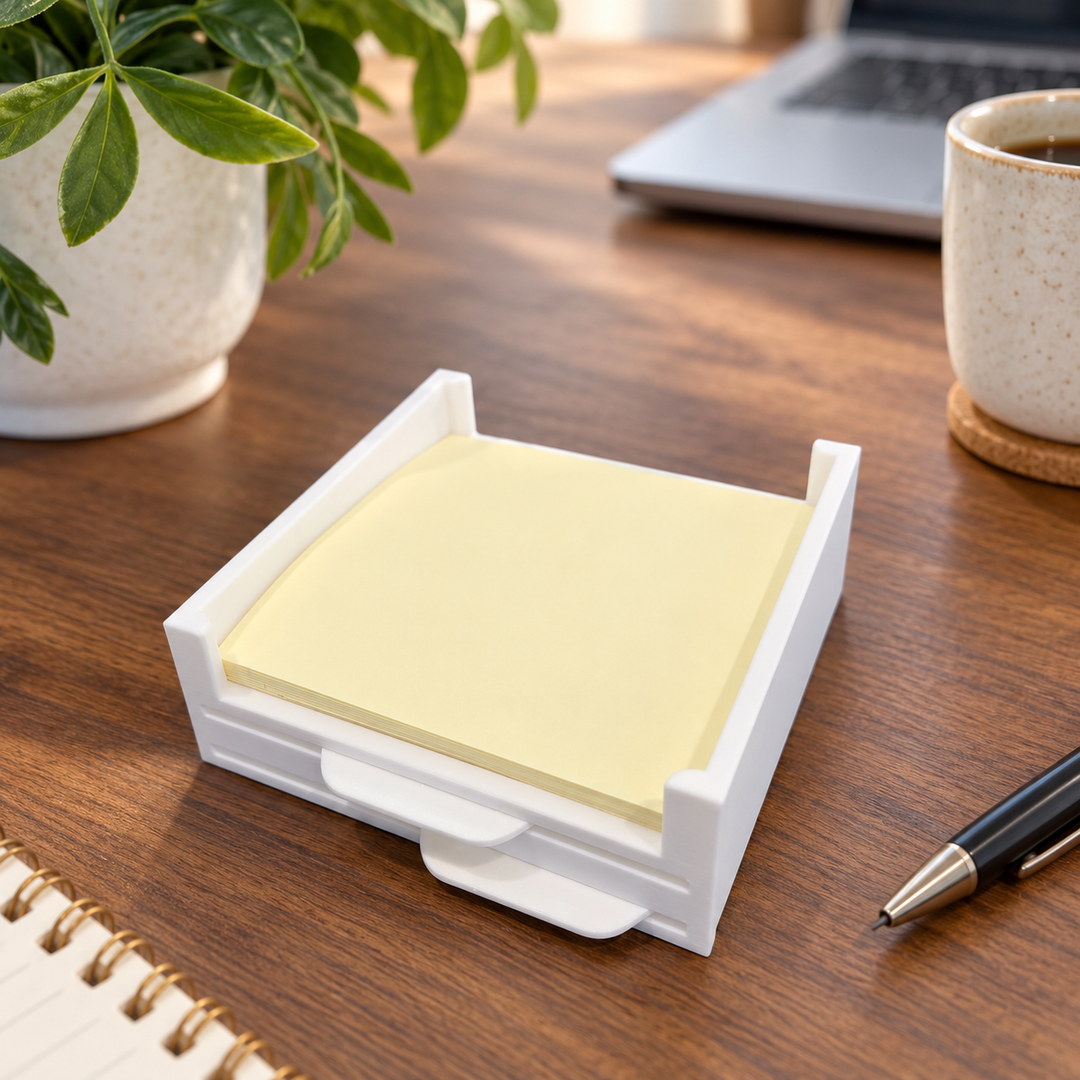 Sticky note holder with two checklist stencils; sticky notes and pen not included